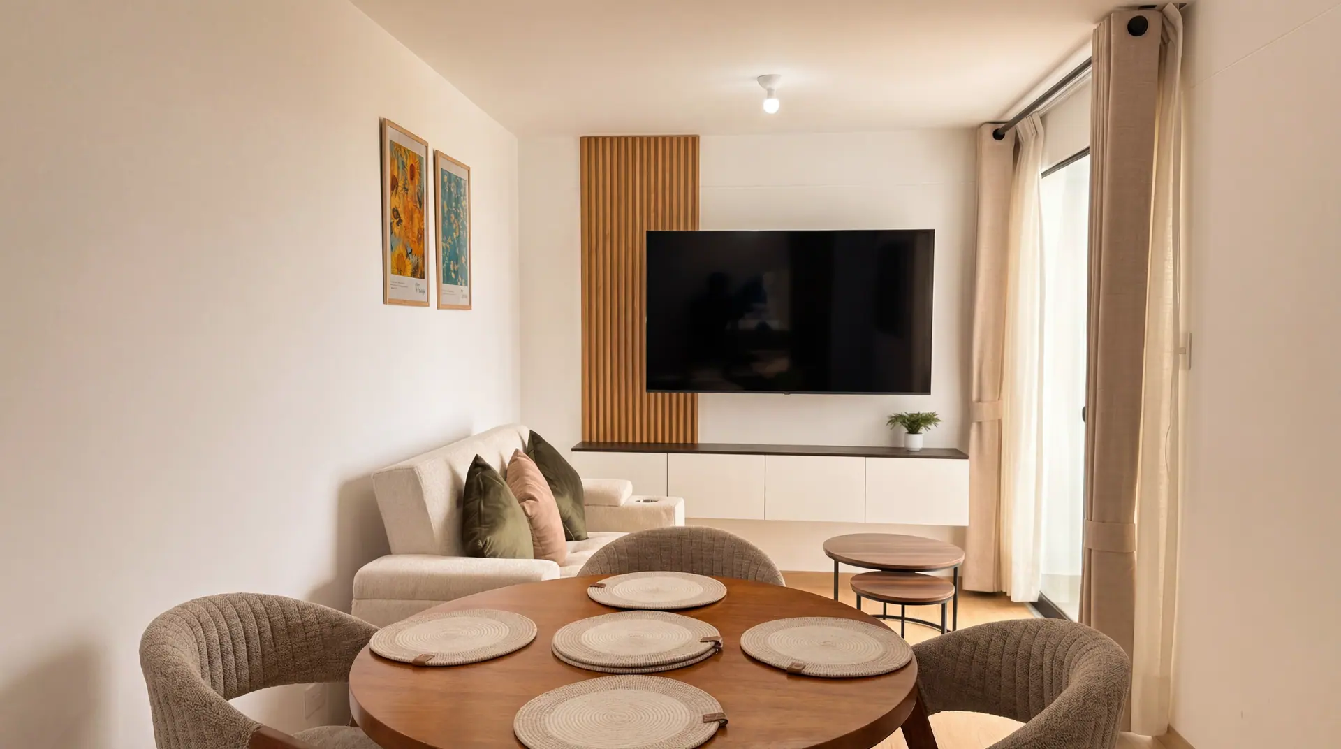 Sala comedor de un departamento con reservas gestionadas por Maison Nova
