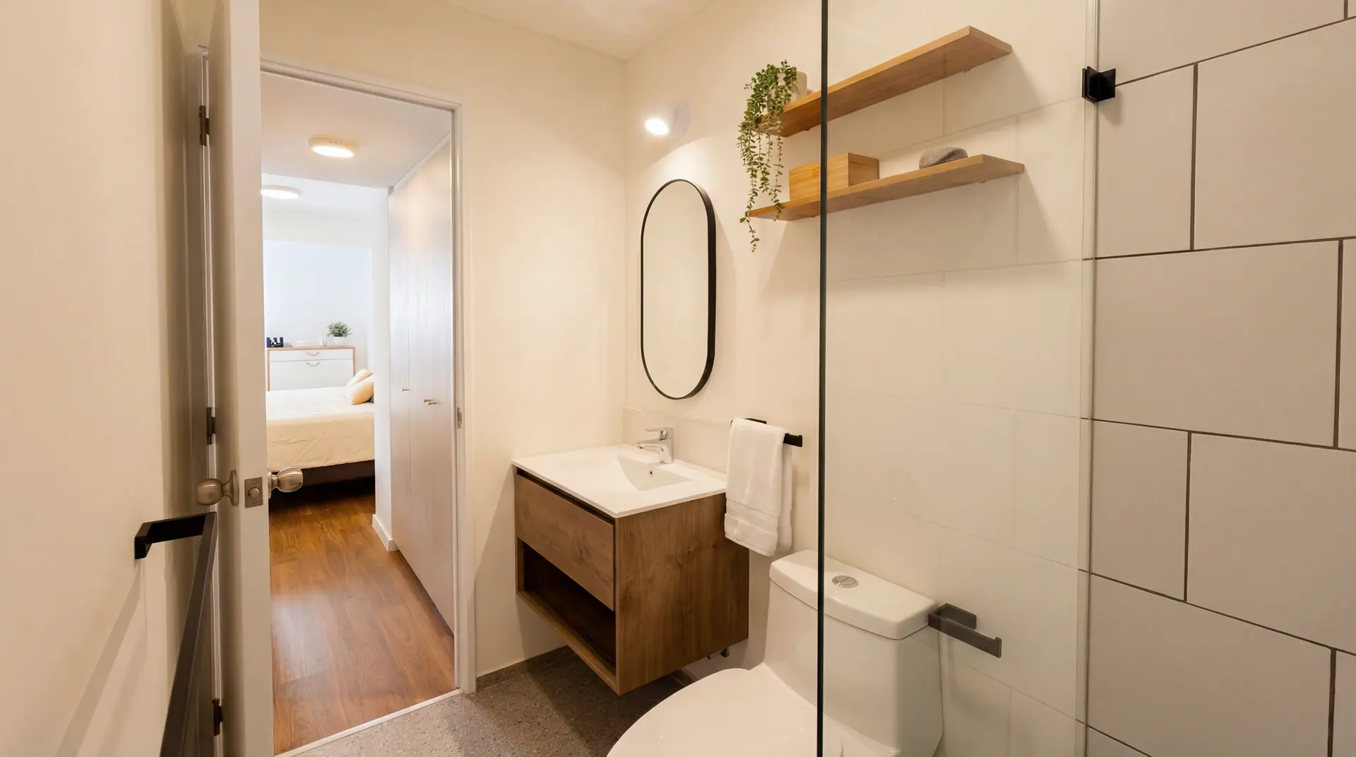 Baño revisado durante el mantenimiento preventivo de un departamento